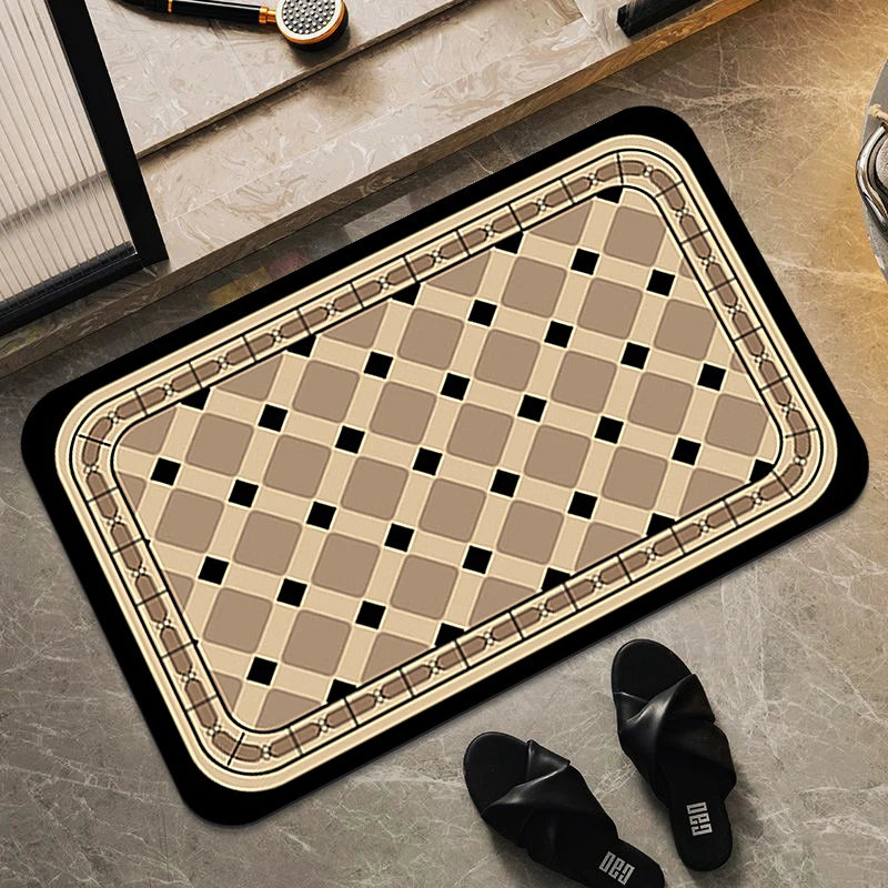 Diatomite Bath Mat Non-Slip Bathroom Rug Super Absorbent and Drying Floor