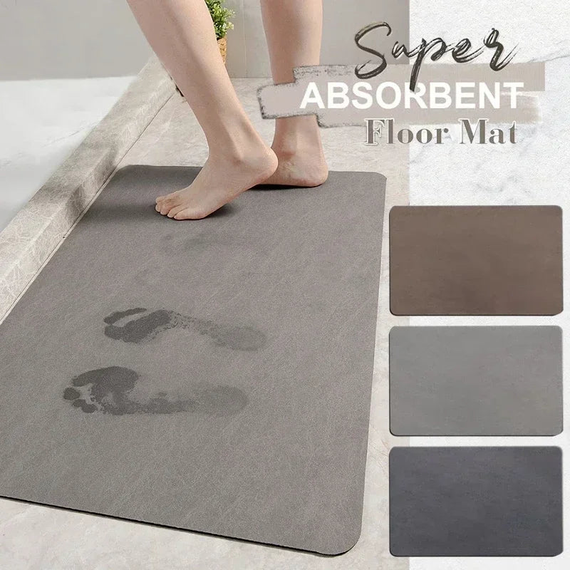 Diatomite Bath Mat Non-Slip Bathroom Rug Super Absorbent and Drying Floor